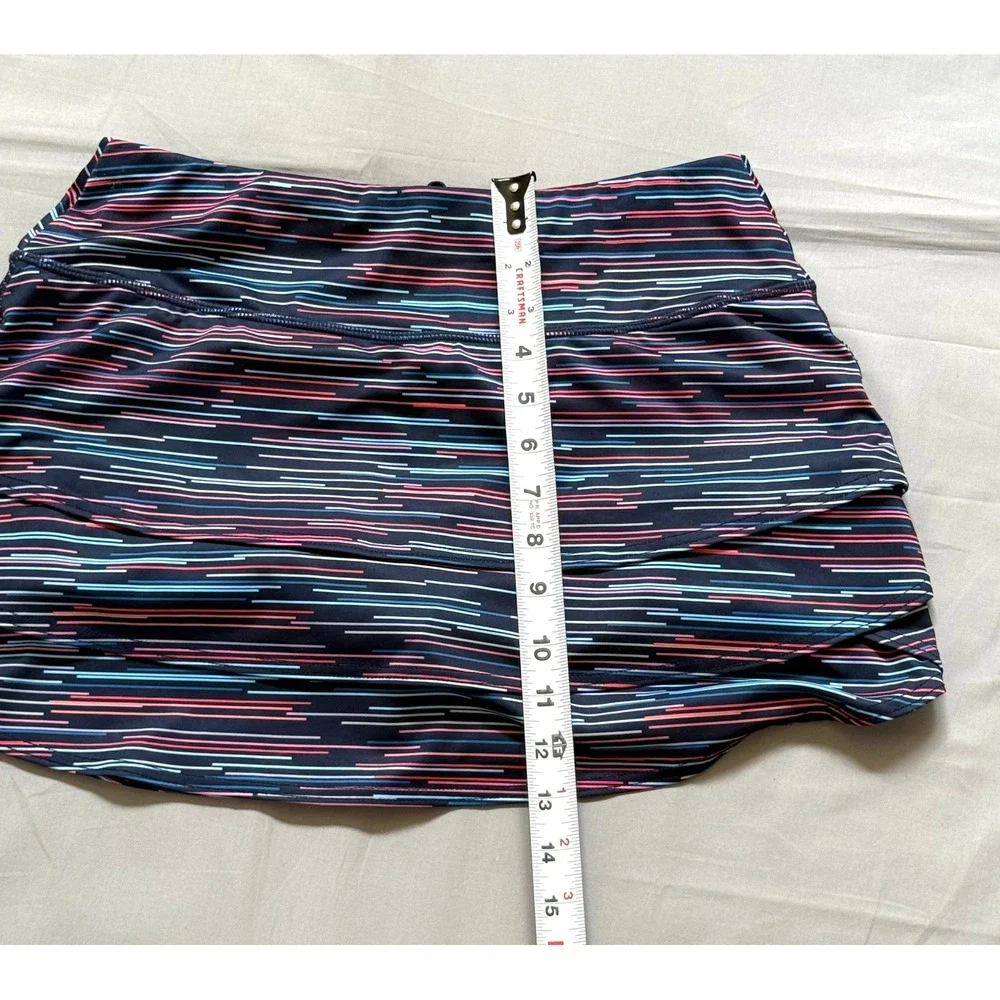 Athleta Womens Small Ruffle Skort‎ Multi-Color Linear Print Active Tennis Golf